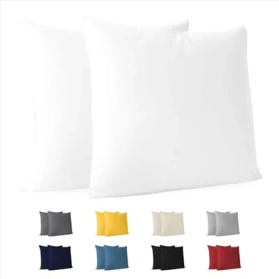 Abbildung von Kissenbezug 60 x cm (Set mit 2) 100% Jersey Baumwolle 150 g/qm Kissenbezüge Weiß Für Kissen Kissenhülle Resistent und Hypoallergen Dreamzie
