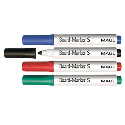 Abbildung von Maul Boardmarker S Whiteboard Marker Set mit 4 farbigen Stiften Rundspitze 1,5 2mm Linienbreite Trocken abwischbar Ideal zum Beschriften von und Kennzeichnungsband Bunt