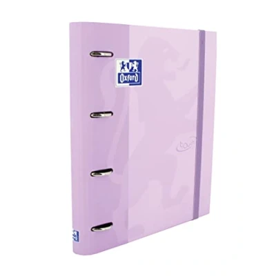 Abbildung von Oxford, Ringordner mit 4 Ringen A4, Hardcover, gummierter Verschluss, 5 x Raster und Farbbänder, Stickerbogen, Farbe Malva Touch