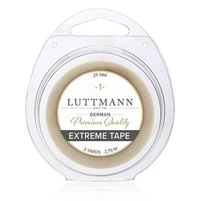 Abbildung von LUTTMANN® extreme Tape Premium Quality Hold Klebeband Kleberolle Lacefront transparent für Haarsysteme, Haarteile, Perücken, Toupets &amp; Extensions in verschiedenen Größen (25 mm x 2,75 m)