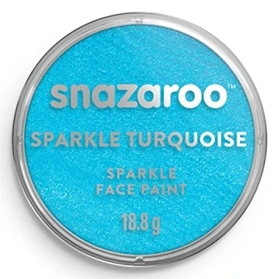Abbildung von Snazaroo 1118481 Schminkfarbe Schimmernd Türkis, 18ml Topf hautfreundliche Gesichtschminke auf Wasserbasis, wasservermalbar, parabenfrei, Face &amp; Bodypaint Farbe für Kinder Erwachsene