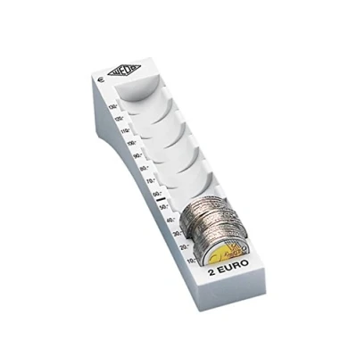Abbildung von Wedo 160720037 Münzrille (2 Euro, Kunststoff für 65 Münzen mit Markierungen 18 x 4,5 3,76 cm) lichtgrau