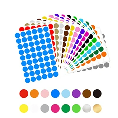 Abbildung von Jaimela 864 Stück 20mm Runde Punktaufkleber Klebepunkte Etiketten Markierungspunkte, 16 Farben Bunte Selbstklebende Aufkleber