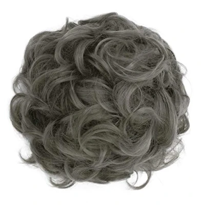 Abbildung von CAISHA Scrunchie Haarteil Haargummi Dutt Haarverdichtung Groß Emilia Gewellt Unordentlich DM15cm Aschgrau G27E