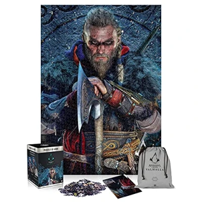 Abbildung von Good Loot Assassin&#039;s Creed Valhalla Eivor 1000 Teile Puzzle für Erwachsene und Kinder ab 14 Jahren 68x48cm Gaming mit Poster Tragetasche Merchandise