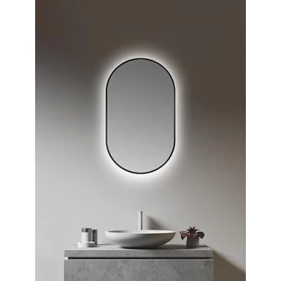 Abbildung von Talos LED Spiegel oval schwarz 45 x 75 cm feuchtraumgeeignet für Ihr Badezimmer Wandspiegel mit umlaufendem Raumlicht hochwertigem Aluminiumrahmen