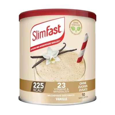 Abbildung von SlimFast Milchshake Pulver Vanille I Kalorienreduzierter Diät Shake mit hohem Eiweißanteil für eine gewichtskontrollierende Ernährung Nur 225 Kalorien pro Protein 365 g