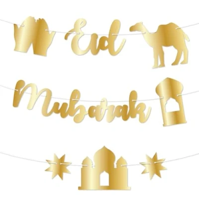 Abbildung von Papierdrachen 10m Girlande als Dekoration für Ramadan Eid Mubarak Ramadanwünsche auf arabisch Deko zum Basteln Kinder und Erwachsene Set 5