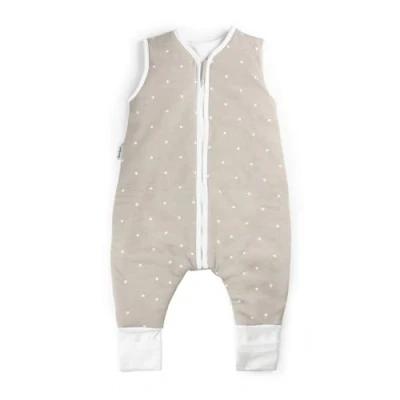 Abbildung von Ehrenkind® Baby Sommerschlafsack mit Füßen 1.0 Tog aus weicher OEKO TEX zertifizierter Bio Baumwolle Sommer Schlafsack Gr. 90 Taupe weißen Sternen 1