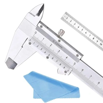 Abbildung von Messschieber 150MM Rostfreier Stahl Nabance Messwerkzeug Schieblehre mit 15cm Stahlmaßstab Reinigungstuch