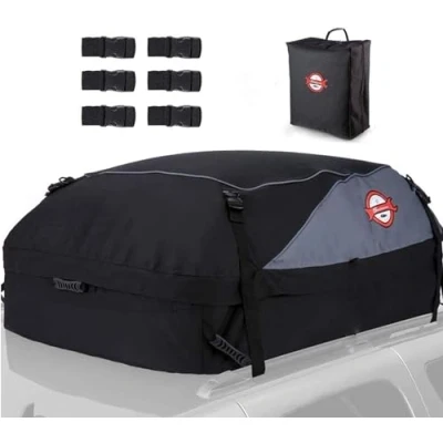Abbildung von Sailnovo Auto Dachbox Faltbar Dachtasche Wasserdicht Dachkoffer Tragbar Dachboxen Dachträger Tasche Aufbewahrungsbox mit Dach Verstärkten Riemen für (Klassischer Stil Türhaken, 15 Kubikfuß)
