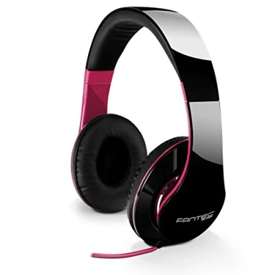 Abbildung von FANTEC SHP 250AJ Stereo HiFi Kopfhörer (mit Bügel, On Ear, 3, 5 mm Klinkestecker, Bassstark, Große und weiche Ohrpolster) schwarz/pink