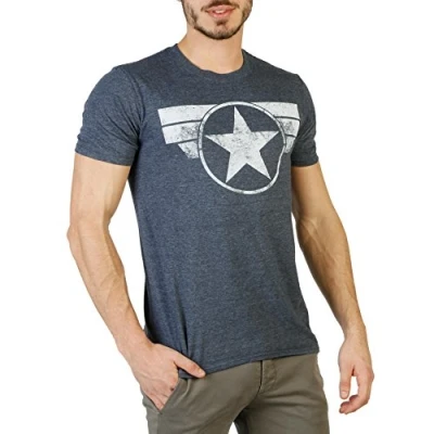 Abbildung von Marvel Herren Captain America Schild Logo T Shirt, Heather Navy, XL EU