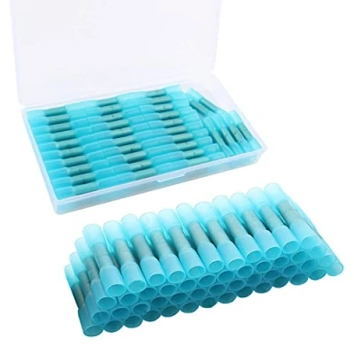 Abbildung von QitinDasen 60Pcs Wärmeschrumpf Stoßverbinder, Isolierte Wasserdichte Kabelverbinder, Wasserdicht Quetschverbinder SchrumpfverDinder (Blau)