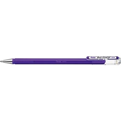 Abbildung von Pentel K110 VVX Mattehop Gel Tintenroller mit hochdeckender Tinte in mattem Finish, Modell Kappe, 1 Stück, violett