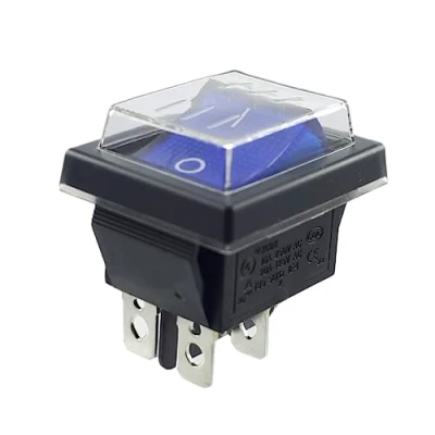 Abbildung von Kippschalter blau Ein Aus mit wasserdichter Abdeckung, Geräteschalter DPDT, 4 polig 250V 16A Wippschalter beleuchtet