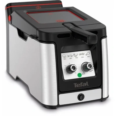 Abbildung von Tefal FR600D Clear Duo Fritteuse, frittieren mit weniger Rauch und Gerüchen, Kapazität 1,2 Kg, Thermostat, Timer, großes Sichtfenster ohne zu Beschlagen, Spülmaschinenfest, Edelstahl/Schwarz