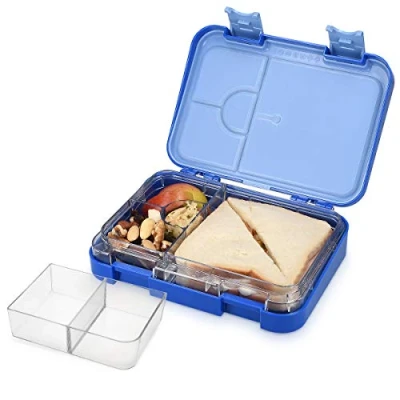 Abbildung von Navaris Bento Box Lunch Brotdose Vesperbox auslaufsicher mit variablen Fächern herausnehmbare Innenschale blau