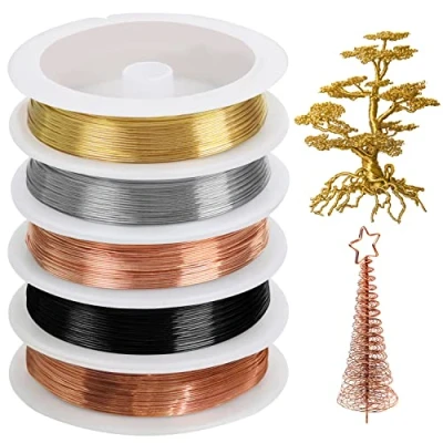 Abbildung von Kurtzy 5Stk Kupfer Draht zum Basteln Schmuckdraht Basteldraht 0,4mm/5m Bunt in 5 Farben Kupferdraht Biegsam Metalldraht Basteln, Floristik, Schmuck Draht, Modellbau, DIY