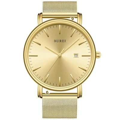 Abbildung von BUREI Herren Armbanduhren,Minimalistische Analog Quarz Uhren für Männer mit Mesh Band,Geschenke