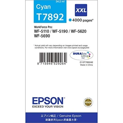 Abbildung von Epson T7892 Tinte, Singlepack cyan, Extra hohe Kapazität
