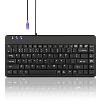 Abbildung von Perixx PERIBOARD 409P PS2 Mini Tastatur, verkabelt, Schwarz, US Layout