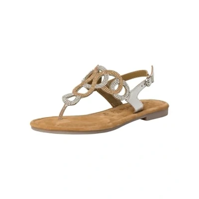 Abbildung von Tamaris Damen Sandalen Zehentrenner Leder Sommer; SILVER COMBINED/metallic; 37 EU
