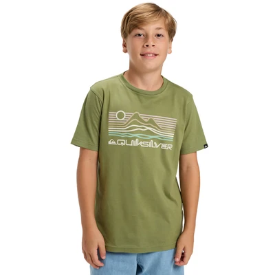 Abbildung von Quiksilver Light Waves Youth Unisex Tshirt print für Kinder, Größe: 140, Loden green