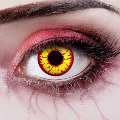 Abbildung von aricona Kontaktlinsen Farblinsen rot gelbe deckende ohne Stärke für Halloween und Kostüm Partys