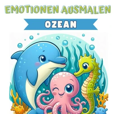 Abbildung von Emotionen Ausmalen &quot;Ozean&quot;: Ausmalbuch für Kinder Kennenlernen von Gefühlen durch die Schönheit des Ozeans