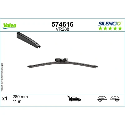 Abbildung von Scheibenwischer Valeo 574616 280mm hinten VOLKSWAGEN: Arteon Shooting Brake, ID.4, ID.3, SKODA: Enyaq IV SUV, Fabia Hatchback