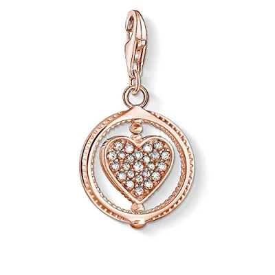 Abbildung von Thomas Sabo Charm Anhänger, Sterlingsilber, vergoldet, Zirkonia, Herz, roségold
