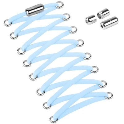 Abbildung von Widamin 2 Paar Elastische Schnürsenkel für Erwachsene und Kinder, Ohne Binden mit Metallkapseln, Himmel Blau