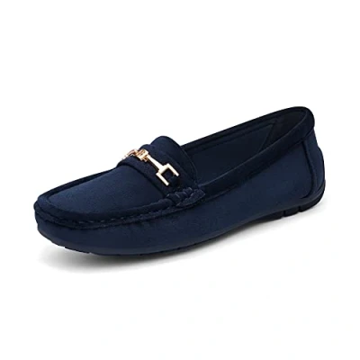 Abbildung von DREAM PAIRS Damen Loafer Bequeme Mokassins Slippers Niedrige Schuhe Faltbare Klassische Blue Suede 42 (EUR) SDLS2205W NEW E