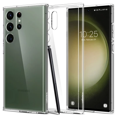 Abbildung von Samsung Galaxy S23 Ultra Hülle Kunststoff Spigen Hard Case/Backcover Handyhülle Transparent Shockproof/Stoßfest