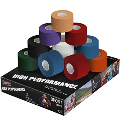 Abbildung von ALPIDEX 12 Rollen Sport Tape Set 3,8 cm x 10 m Gelenk Tapeverband Viele Farben Reißbares Unelastisches Sporttape Hautfreundlich Handball Fußball Volleyball, Farbe:bunt