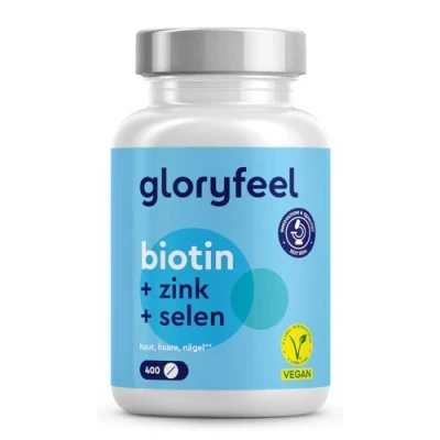 Abbildung von Biotin + Zink Selen 400 Tabletten (13 Monate) Vitamine für Haut, Haare &amp; Nägel* hoch bioverfügbar 100% vegan, laborgeprüft und ohne Zusätze in Deutschland hergestellt