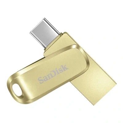 Abbildung von SanDisk Ultra Dual Drive Luxe USB Type C Laufwerk Smartphone Speicher 512 GB (Mobiler Speicher, 3.2 Gen 1, drehbares Design, 400 MB/s Lesen, Laufwerk, automatisches Backup) Gold