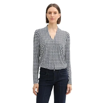 Abbildung von TOM Tailor Langarmshirt, Damen, Größe: Medium, Black geometric minimal