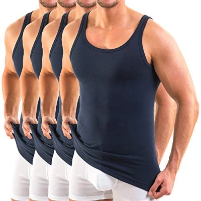 Abbildung von HERMKO 3000 4er Pack Herren Tank Top (Weitere Farben) Bio Baumwolle, Größe:D 8 = EU XXL, Farbe:Marine