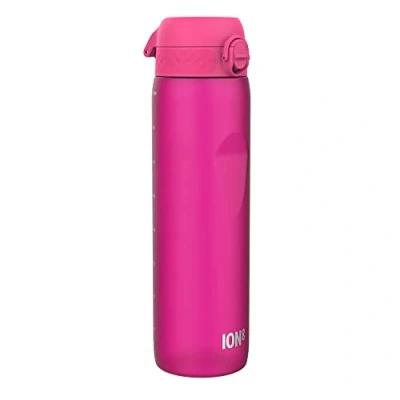 Abbildung von Ion8 1 Liter Trinkflasche, 1000ml, Auslaufsicher, Einhandöffnung, Sichere Verriegelung, Spülmaschinenfest, BPA frei, Tragegriff, Leicht zu Reinigen, Ideal für Sport und Fitnessstudio, Rose