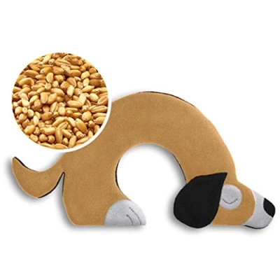Abbildung von LESCHI Wärmekissen Körnerkissen für Mikrowelle Tier Hund Beige anschmiegsames Nackenkissen mit Bio Weizen ideal als Wärmespender im Winter und bei Verspannungen an Nacken Schulter Hals