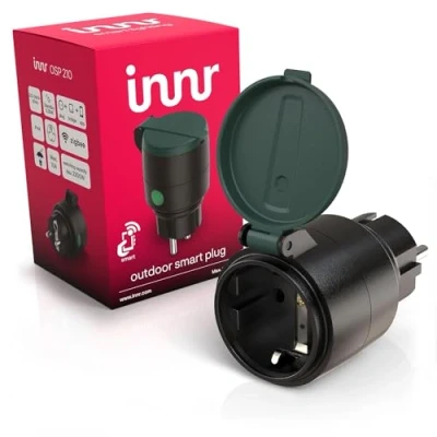 Abbildung von Innr Zigbee Smart Außensteckdose, Outdoor Plug, Funktioniert mit Hue*, Alexa (Bridge erforderlich) Steckdose Außenbereich, IP44 Wasserdicht, 10A, 2300W, OSP 210
