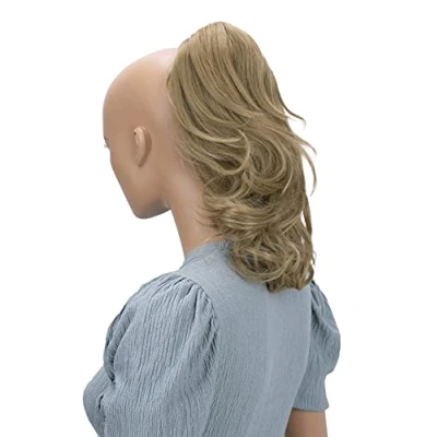 Abbildung von CAISHA 35cm Haarteil Helena Zopf Haarverlängerung mit Butterflyklammer Voluminös Gewellt Naturblond H104