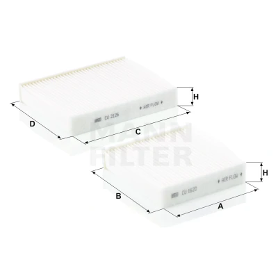 Abbildung von MANN FILTER CU 21 000 2 Innenraumfilter Partikelfilter 159, 204 153 32 PEUGEOT: 2008 Estate, 207 Hatchback, 208 I CITROËN: C3 II