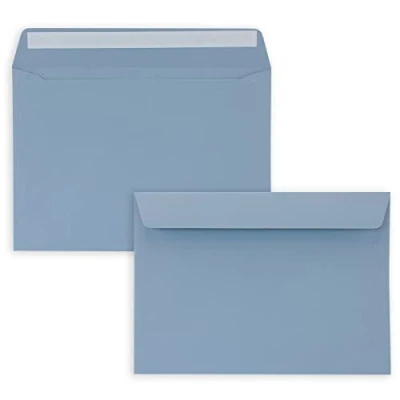 Abbildung von 50x Briefumschläge DIN C5 Graublau (Blau) 16,2 x 22,9 cm Haftklebung Edle Kuverts für große Einladungen und Karten zum Geburtstag oder Hochzeit