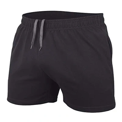 Abbildung von Muscle Alive Herren Bodybuilding Fitnessstudio Trainieren Kurze Hose Frottee Baumwolle 5 PLN schwarz L