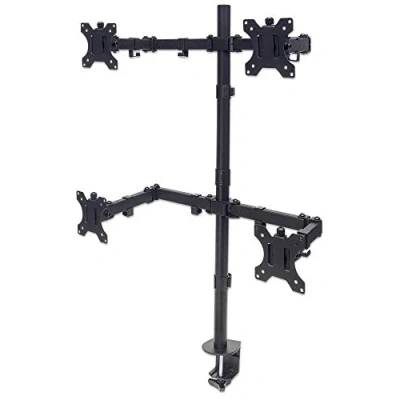 Abbildung von Manhattan 461566 Tischhalterung mit Monitorarm für Vier Displays von 13 Zoll bis 32 und zu 8 kg zweifach schwenkbar Schwarz