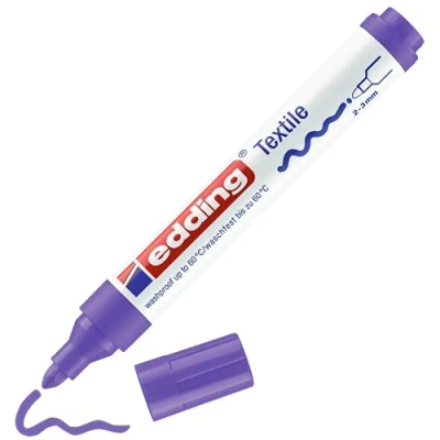 Abbildung von edding 4500 Textilmarker neon violett 1 Stift Rundspitze 2 3 mm Textilstifte waschmaschinenfest (60 C) zum Stoff bemalen Stoffmalstift