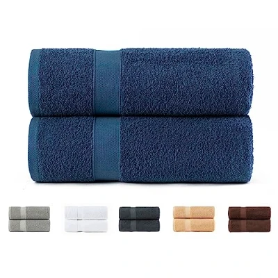 Abbildung von Todocama 2 große Badetücher, 100% Baumwolle, 550 g/m², extra weich, sehr saugfähig und schnell trocknend, Maße 100 x 150 cm, Marineblau